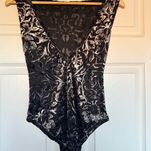 Black and Silver Patterned Bodysuit